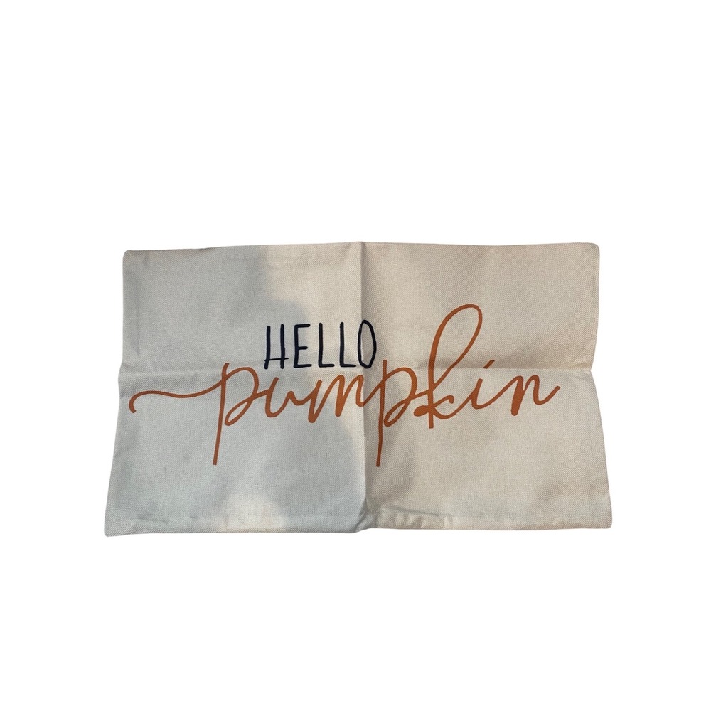 GTEXT Hello Pumpkin Fall Pillow Cover 12x20 Inch Seasonal Autumn Decor‎ Cream